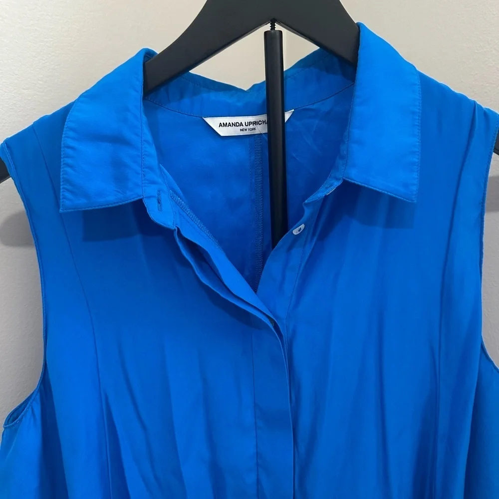 Amanda Uprichard Royal Blue Collared Mini Dress 100% Silk - Picture 16 of 16